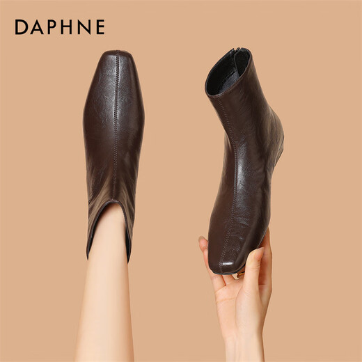 Daphne Short Boots Women's Low Heel Ankle Boots 2025 New Versatile Autumn British Style Autumn and Winter Women's Boots Brown 38 (240mm) Standard Size