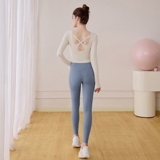 LULULMCCTN long-sleeved yoga clothes for women 2025 autumn and winter new Pilates professional training sports fitness suit milk white long-sleeved M