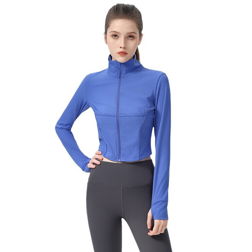 Gu Jianmu Yoga Wear Women's Tight Long Sleeve Running Fitness Jacket Training Cycling Wear Slim Sports Top Versatile Black S
