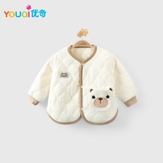 Youqi baby clothes for men and women, autumn and winter velvet warm clothes for infants and young children, windproof thickened cotton clothes and cotton clothes for going out