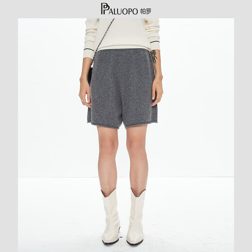 PALUOPO Cashmere Shorts Women's Casual Sports Hot Pants Cashmere Autumn and Winter New Pants Hot Pants TS003R Dark Gray XL 170