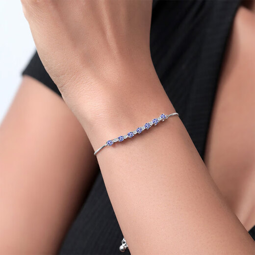 GEM STONE KING 1.2 carat tanzanite bracelet for women 925 silver adjustable full diamond colorful jewelry as a birthday gift for girlfriend