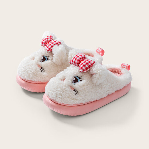 Pig Daddy Children's Slippers Autumn and Winter Girls Indoor Home Warm Anti-Slip Boys 2025 New Soft Bottom Cotton Slippers Powder 23