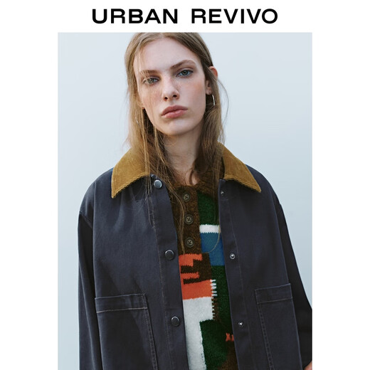 
UR2025 autumn new women's casual and fashionable corduroy collar work cotton jacket UYY150068