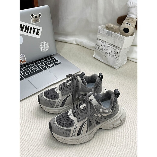 Pupan daddy shoes for women in winter with velvet thick soles and velvet daddy shoes for women with winter design versatile casual shoes for women to keep warm Mi Xing-velvet style Collect and follow for priority delivery 35