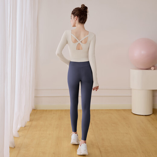 LULULMCCTN long-sleeved yoga clothes for women 2025 autumn and winter new Pilates professional training sports fitness suit milk white long-sleeved M
