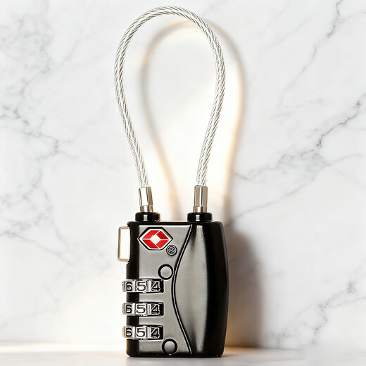 Auburn TSA -Kabel -Vorhängeschloss Passwort Lock Global Travel Bag Rucksack Schloss Schubladen -Türschloss 7608 Schwarz