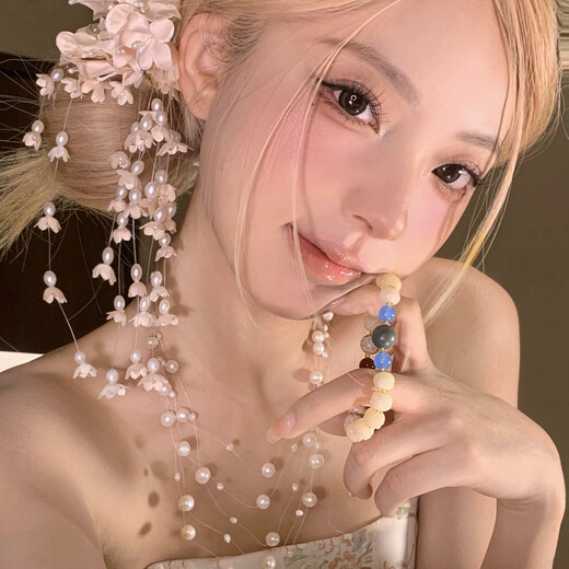 Fan Shengyu lily of the valley flowers tassel hair clip new retro new Chinese style flower hair accessories ancient style cheongsam bride head flower accessories lily of the valley flowers tassel hair clip