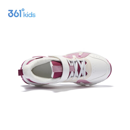 361 Children's Cotton Shoes 2025 Winter Women's Large Leather and Velvet Warm Cushioning and Wear-Resistant Sports Shoes White 36