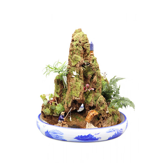 Absorbent stone rockery bonsai upper water stone original stone rockery stone bonsai natural original stone landscaping small ornaments ornamental stone 20-24cm absorbent stone does not contain pots and comes with grass seeds and stones