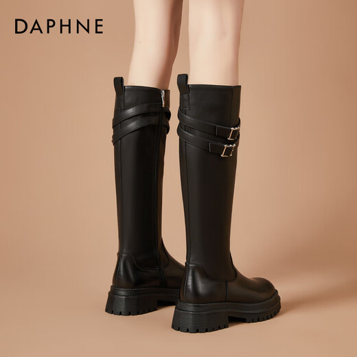Daphne autumn and winter new women's shoes long Martin boots zipper fashion casual versatile single boots women's black 37