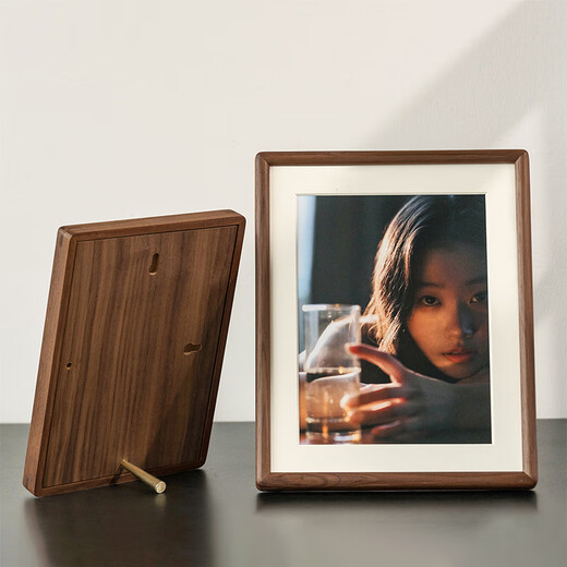 Uncle Lu 6-inch photo frame empty frame black walnut solid wood table high-end simple photo frame wooden picture frame framed self-installation
