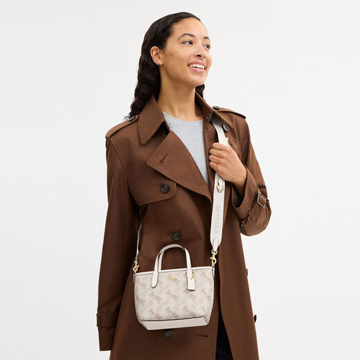 COACH Gift Outlet Women's Bag Carriage Pattern Print CITY Mini Tote Bag Crossbody Bag Shoulder Bag IM/Chalk White Mixed Color