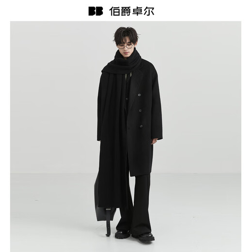 Earl Zall Cashmere Wool Blended Mid-Length Double-sided Wool Coat Men's 2025 Autumn and Winter New Jacket P541523 Storm Gray Regular Version-No Liner 3XL (190)