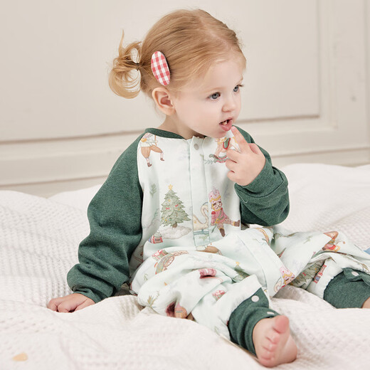 721 Planet 721 Planet Christmas limited baby sleeping bag thermal storage quilted children's long-sleeved split-leg sleeping bag warm anti-kick quilt thick quilted Christmas window_(recommended room temperature 12-16) 80 yards (recommended height 70-85cm)