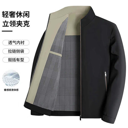 Clearance executive jacket men's spring and autumn men's business casual jacket middle-aged dad stand collar jacket men's trendy factory direct sale high quality clearance pick-up dark blue 3XL recommended weight 155-165 Jin Jin equals 0.5 kg can be worn