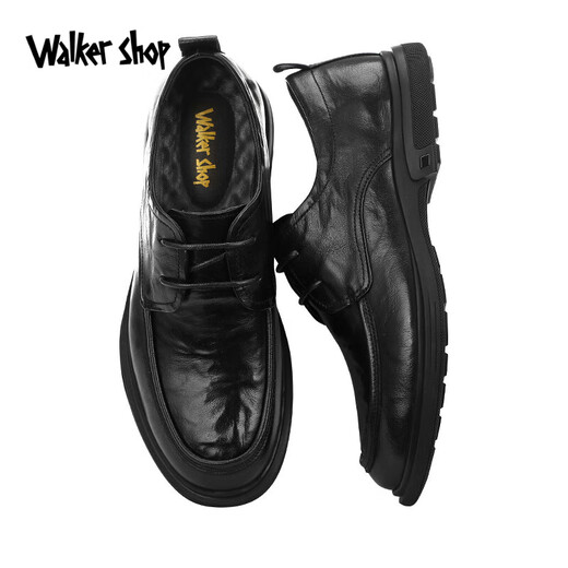 Walker Shop Commuting Men's Casual Leather Shoes First Layer Cowhide 2025 New Breathable and Comfortable Soft Sole Business Leather Shoes for Men Black Lace Up 40