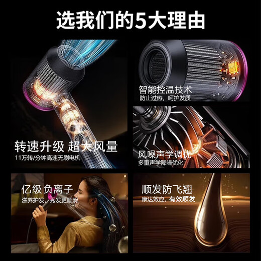 Mrs. Jayden's True National 3C Certification Leafless High-Speed ​​Hair Dryer for Household Silent Negative Ions High-Power Hair Dryer Huaqiangbei Hair Dryer for Household Men and Women only Cherry Blossom Powder High-Looking Gift Box 3 Billion Moisturizing Negative Ions Flagship Model Constant Temperature Hair Care丨Top List丨Super Long Warranty Only Replacement Not Repair