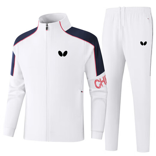 Butterfly hot set table tennis uniform for men and women spring and autumn casual loose large size group purchase customized name stand collar two-piece set dark blue [HD-9855 set] XL