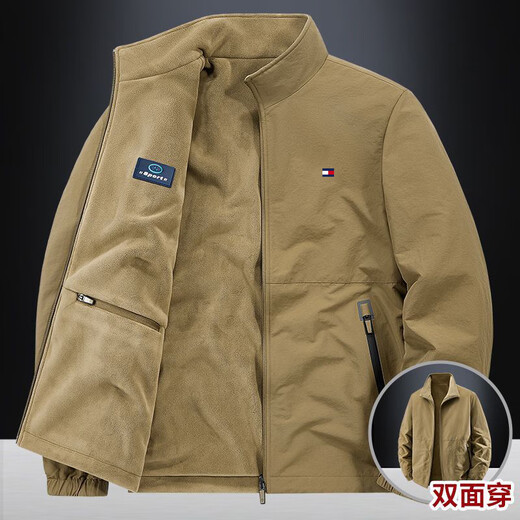 TOMMYBULL American Tommy Tommy Stand Collar Work Jacket Men's Autumn and Winter New Fashion Versatile Thickened Warm Jacket 2502-Dark Gray (Thin) XL 130-145Jin Jin is equal to 0.5 kg