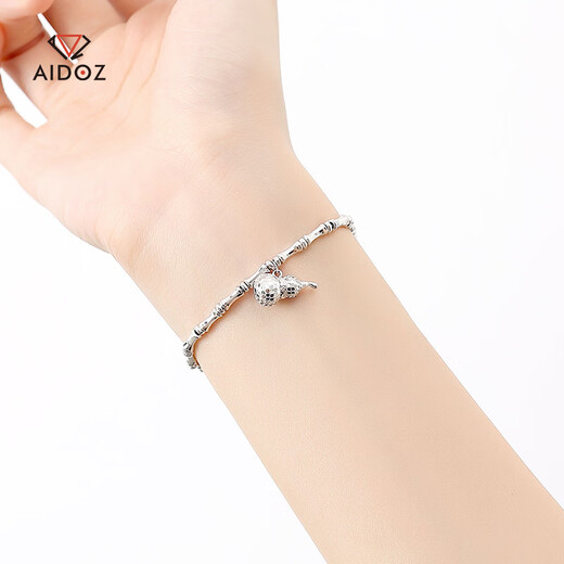 Aido diamond pt950 platinum gourd bracelet for women genuine platinum Fulu bamboo bracelet to attract wealth and fortune brand ingot bracelet Fulu bamboo bracelet 10.9-11.1g length 16+3cm