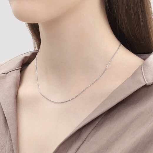 Chow Sang Sang Pt950 platinum necklace white gold necklace plain chain for men and women 10346N Price 40cm - 3.84g (including labor cost 440 yuan)