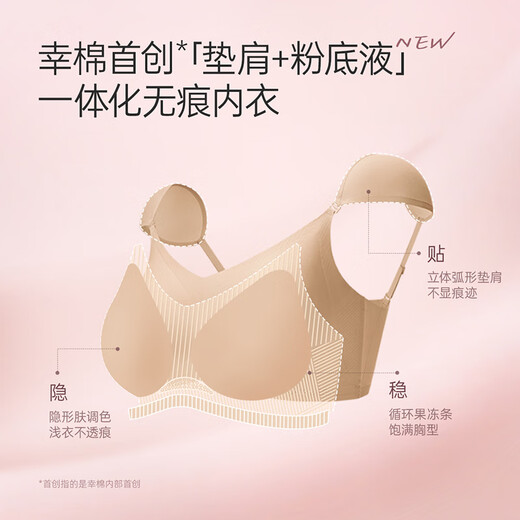 LUCKMEEY Shoulder Pad Bra Liquid Foundation Seamless Invisible Small Breast Revealing Large Gathering Anti-Sagging Skin Color Right-Angle Shoulder Bra