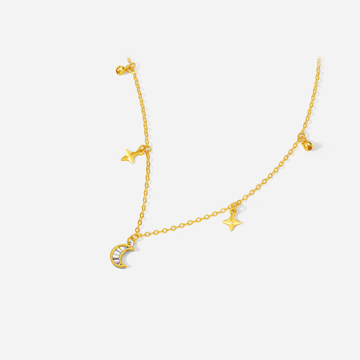 Saturday Fortune (ZLF) Two-tone 18K Gold Necklace for Women Symphony Moon Pendant as a Holiday Gift for Girlfriend 1.14-1.54g 40+5cm (price adjustable)