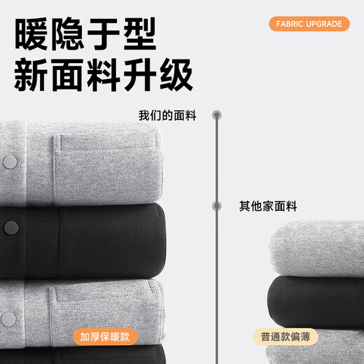 凡客诚品（VANCL）加绒法兰绒衬衫男士冬季翻领加厚基础款百搭长袖衬衣 麻灰 L