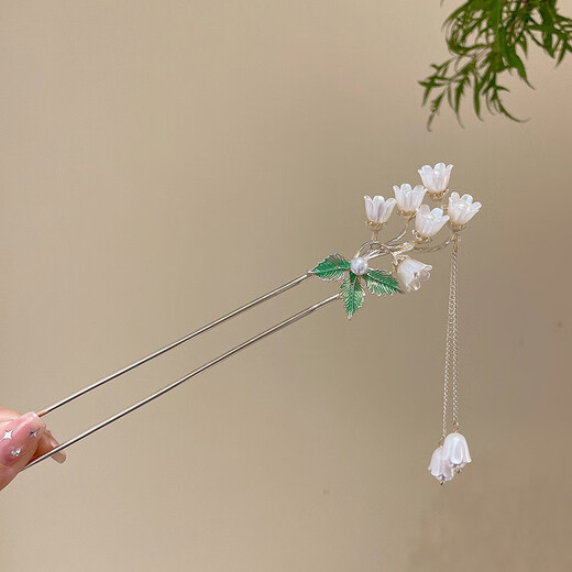 Zan Yingmei Chinese ancient style walking hairpin, new Chinese style hairpin, high-end sandalwood hairpin, elegant Hanfu tassel headdress, Sanshengye 1 branch