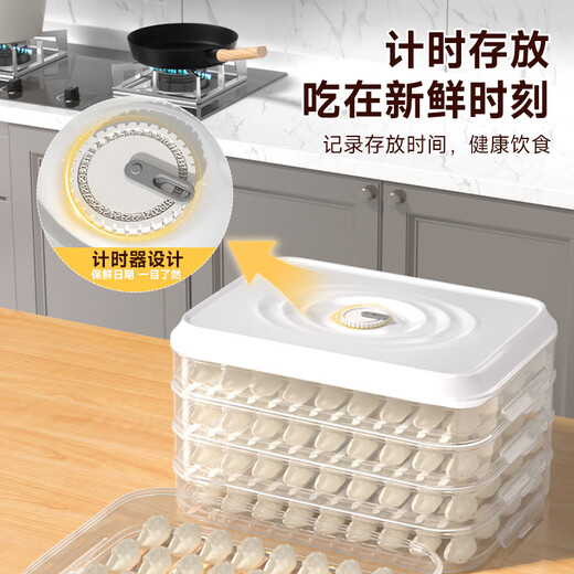 Jia Bangshou Dumpling Storage Box Refrigerator Fresh Storage Box Food Grade Frozen Dumpling Noodle Won Blunt Box with Cover Tray Free Shipping Multifunctional Timed Dumpling Box - 2 Layers