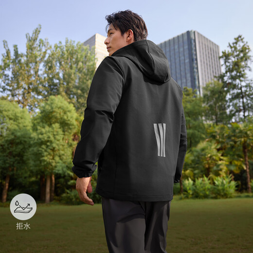 Adidas waterproof and windproof casual hooded jacket for men and women autumn new Adidas official light sports black XL