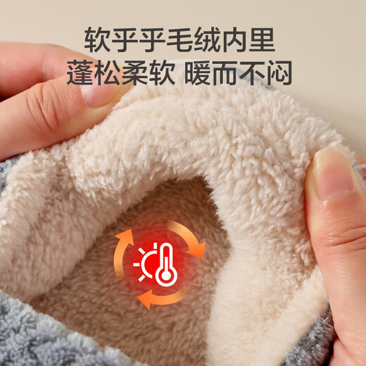 Hecho en Jingdong [cálidos y fríos] zapatillas caseras antideslizantes de lavado de algodón de algodón de algodón tibio.