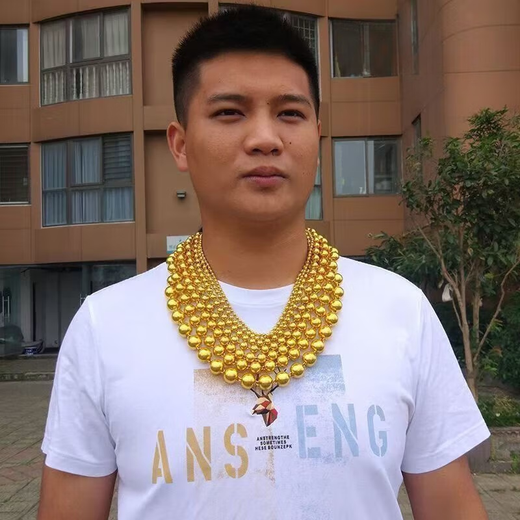 Ningfeng Old Phoenix Gold Store gold-coated silver round bead solid necklace for men and women gold-coated silver chain to give girlfriend Chinese Valentine's Day gift to give girlfriend 520 holiday gift 6mm