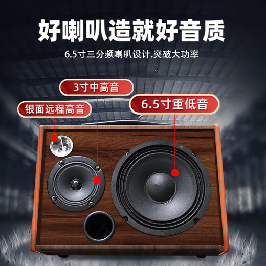 Saida guitar speaker Bluetooth musical instrument audio professional playing and singing outdoor Bluetooth portable street microphone karaoke performance live broadcast 6.5-inch wood color 55w power + 5400MA battery