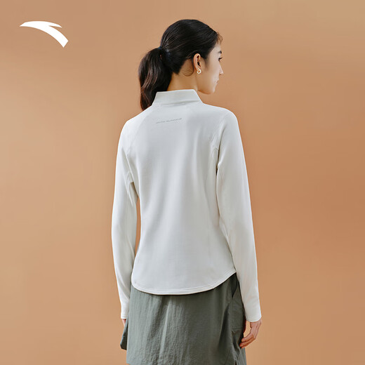 ANTA zero pressure T丨half-zip slim long-sleeved T-shirt for women autumn and winter new velvet running training inner sports top super model T-thin velvet style Yunyu Gray-2 M (female 165)