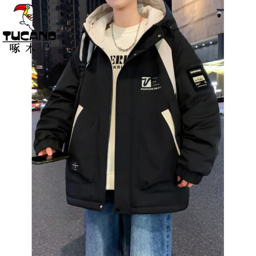 Woodpecker (TUCANO) autumn and winter youth velvet thickened cold-resistant warm jacket men's jacket cotton jacket junior high school and high school student top 807 beige velvet thickened 2XL recommended 140-160Jin Jin equals 0.5 kg
