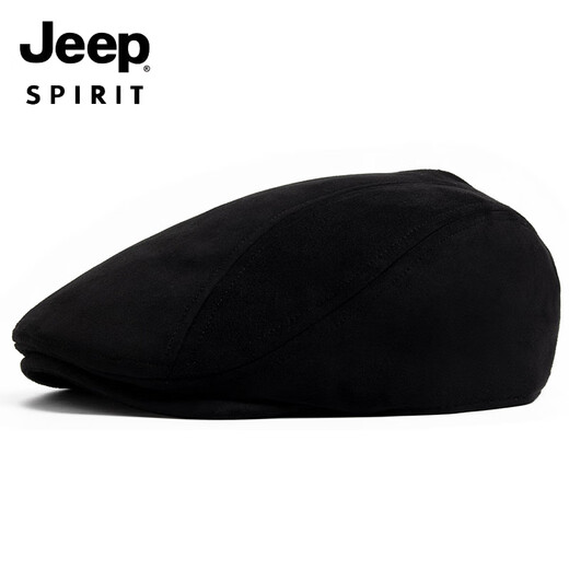 JEEP fashion suede beret men's autumn and winter retro peaked cap casual painter forward cap elastic head circumference black - suede peaked cap one size adjustable