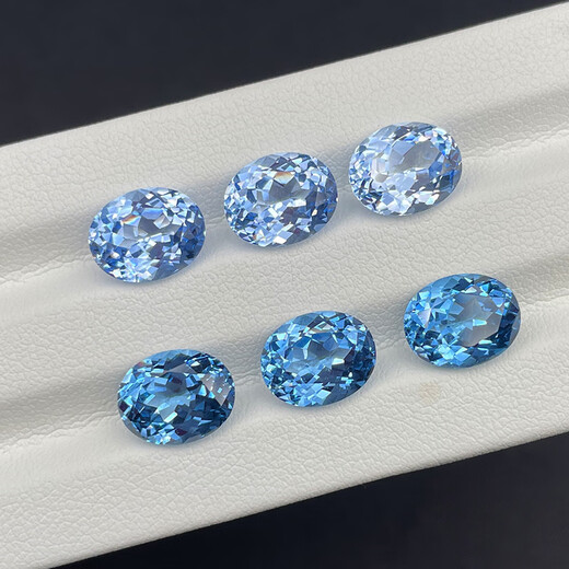 Zhou Runxi's laboratory-grown spinel, aquamarine Santa Maria color, loose stone for customized jewelry inlay processing, high precision cut/5 7mm/aquamarine blue/approximately 1 carat