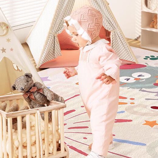 Muni children's room cartoon carpet living room no-wash wipeable waterproof floor mat children's reading area girl baby bedroom crawling cute fur ball (140*200cm)