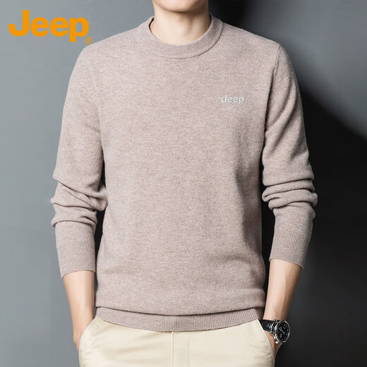 JEEP Jeep Sweater Men's Winter Round Neck Warm Bottoming Shirt Men's Trendy Versatile Clothes Men's Dark Gray XL