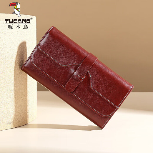 Holzspecker (Tucano) Cowide Wallet Women's Long 2025 Neues Retro-Multi-Karten-Ticket Öl Wachs Karthahnkartentasche Geschenk für Frauen