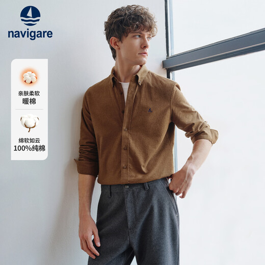 Navikel Italian dinghy 2025 autumn men's cotton long-sleeved shirt brushed thermal shirt 1333005503