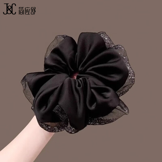 Jian Yingshu rhinestone retro satin hair tie, high-end large intestine hair rope tied with ball head and high ponytail headband