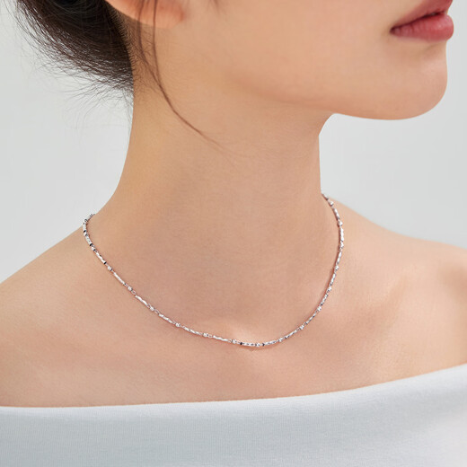 Lukfook Jewelry Platinum Necklace Turned Cylindrical Platinum 950 Spliced Plain Chain Price 40cm - About 8.88g