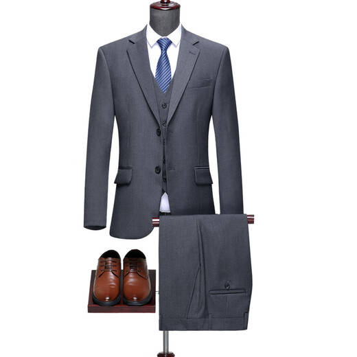 SEVEN 7 Seven brand wool suit suit for middle-aged men, business suit, spring and autumn suit, wedding banquet, men's dress, father's formal suit, two buttons gray (center slit) S 165/46 (please leave a message for what size pants you want)