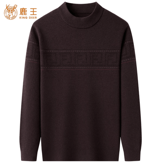 鹿王（KING DEER）鄂尔多斯市山羊绒衫男士半高领秋冬款高端休闲内搭毛衣羊绒打底衫 黑灰 2XL 180120 【建议体重160-175斤