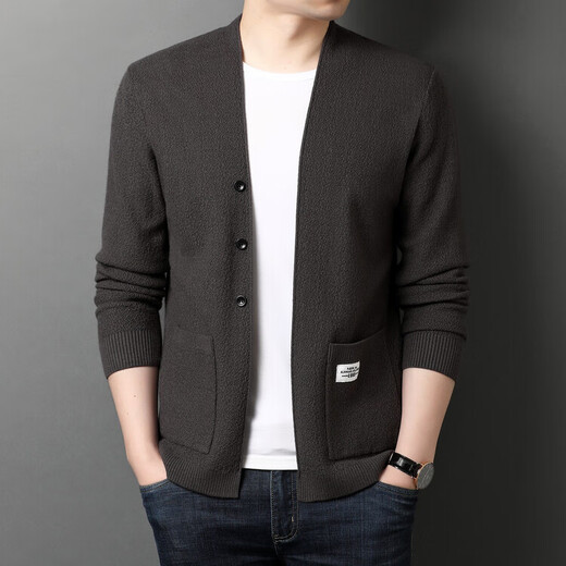 Lilang autumn v-neck sheep. Wool cardigan sweater men's thin casual jacket Korean style trendy top sweater for men TL-K1610 Gray L 170 Recommended 120-140Jin Jin equals 0.5 kg