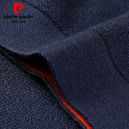 Pierre Cardin 100% pure wool sweater short-sleeved round neck men's solid color versatile half-sleeved machine washable base sweater