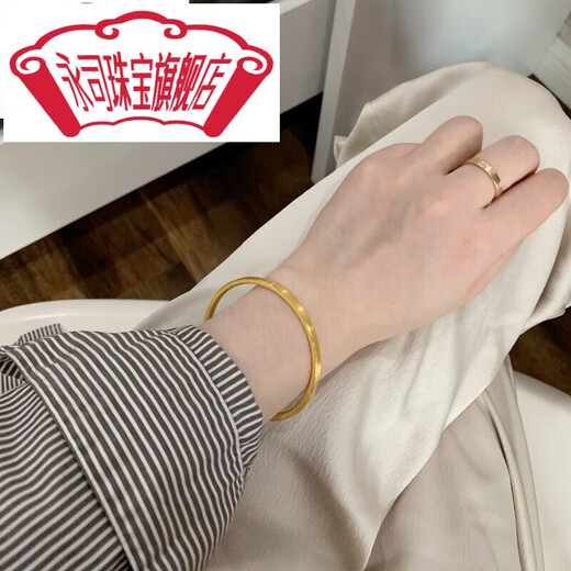 Yongsi 18K gold light luxury cold style minimalist ancient style open bracelet personality versatile bracelet high color retention
